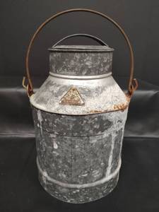lot 303 image: Vintage Metal Milk Can with Lid