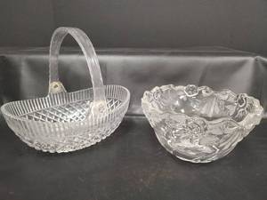 lot 320 image: Mikasa Crystal Bowl and Diamond Cut Bowl with Plastic Handle
