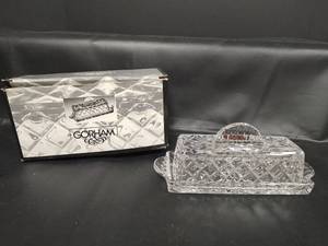 lot 326 image: Vintage Gorham Crystal Butter Dish with Original Box