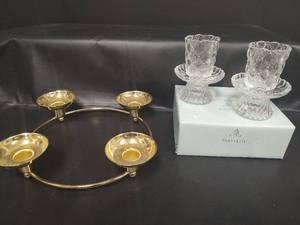 lot 371 image: PartyLite Crystal Votive Set and Gold Candle Ring
