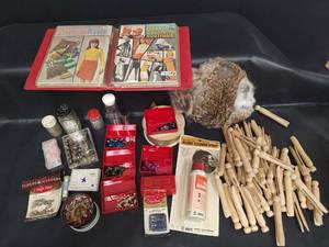 lot 387 image: Assorted Craft Supply Collection with Knitting Books