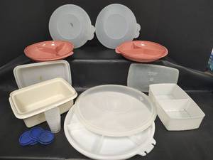 lot 394 image: Vintage Mixed Tupperware Food Storage Container Collection with Lids