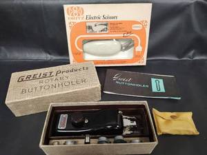lot 420 image: Dritz Electric Scissors & Greist Buttonholer Sewing Tools Set
