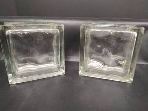 lot 435 image: Clear Glass Blocks - Set of 2, 5.75 diameter