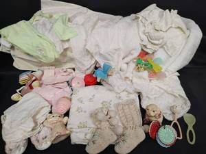 lot 438 image: Baby Clothing, Vintage Toys and Accessories Collection with Bunny Slippers and More