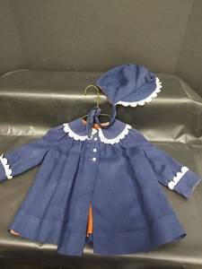 lot 452 image: Vintage Breman and Tanner Childs Navy Coat with Bonnet