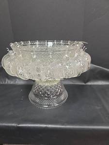 lot 471 image: Wexford 39pc Punch Bowl Set with 18 Cups, 18 Hooks, Bowl, Stand, and Plastic Ladle by Anchor Hocking
