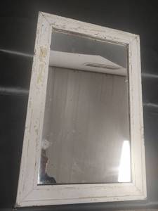 lot 481 image: White Wooden Framed Wall Mirror, 15 x 23