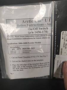 lot 501 image: NIP Arctic Cat Prowler OnOff Switch Kit 1436-178