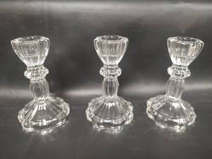 lot 524 image: NIP Crystal Glass Candlesticks - Set of 3