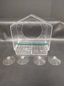 lot 528 image: NIB Clear Acrylic Window Bird Feeder with Suction Cups and Removable Tray