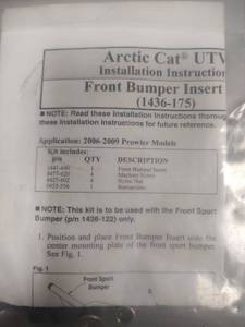lot 539 image: NIP Arctic Cat UTV Front Bumper Insert Kit 1436-175, 20062009 Prowler Models