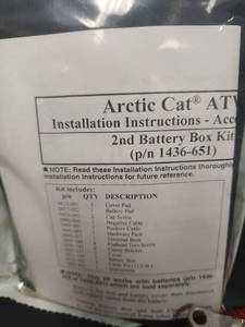 lot 545 image: NIB Arctic Cat ATV Second Battery Box Kit 1436-651, Detailed Instructions Included