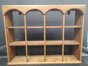 lot 608 image: Oak Display Shelf with Arched Compartments