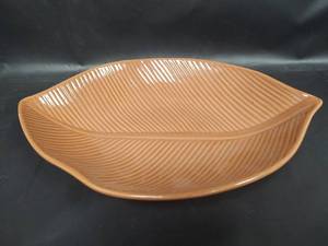 lot 612 image: Bayleaf Simplicity Servers Leaf-Shaped Serving or Snack Bowl by At Home America. Dishwasher and Microwave Safe.