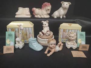 lot 683 image: Collection of Baby Ceramic Figurines and Precious Moments in Original Boxes