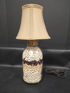 lot 707 image: Mason Jar Bean Filled Table Lamp with Fabric Shade