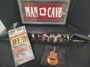 lot 713 image: Wall Art, Man Cave, Military Unity, Live a Little and Music