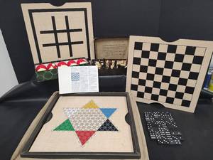 lot 723 image: Multi-Game Board Set with Chess, Checkers, Chinese Checkers, and Dominoes. Instructions included