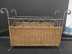 lot 741 image: Wicker Magazine Rack with Metal Frame