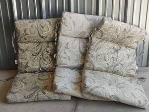 lot 1012 image: Sage Green Paisley Patterned Lawn Chair Cushions with Ties