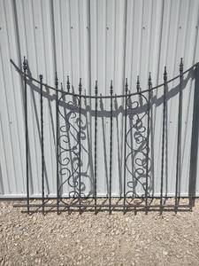 lot 1033 image: Wrought Iron Garden Fence Portion with Scrollwork Design, 61 Wide