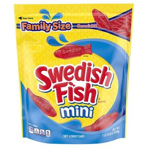 lot 3901 image: Swedish Fish Mini Soft & Chewy Candy Family Size Bag - 28.8oz