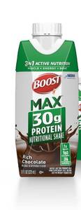 lot 3930 image: BOOST MAX Protein Shakes Ready to Drink - 30g High Protein Shake - Chocolate  Nutritional Drinks to Support Muscle Recovery After Exercise, 26 Vitamins & Minerals, 1g Sugar, 11 fl oz (Pack of 5)