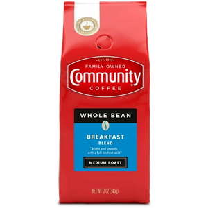 lot 3936 image: Community Coffee Breakfast Blend Medium Roast 12 oz Whole Bean Coffee