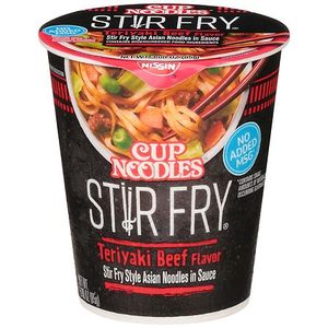 lot 3961 image: Nissin Foods Cup Noodles Stir Fry Ramen Noodles  Teriyaki Beef Flavor  3.0 oz Cup  Shelf-Stable 6 pack