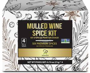 lot 3973 image: Soeos Mulled Wine Spice Kit, 2.96 oz (0.74 oz4), Six Premium Spices, Mulled, Wine Spice Kit, Cooking Gadgets Holiday Gifts, Wine Gifts for Women, Christmas Gift Ideas