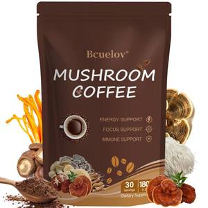 lot 3975 image: Mushroom Coffee, Instant Mushroom Coffee Powder with 6 Adaptogenic Mushrooms (Cordyceps, Lion��s Mane, Shiitake, Turkey Tail) and MCT Oil for Better Energy, Focus, Immune Support - 30 Servings