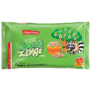 lot 4008 image: Malt-O-Meal Apple Zings Breakfast Cereal, Apple and Cinnamon Cereal Rings, Large Cereal for Family, 24.4 OZ Bag