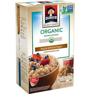lot 4014 image: Quaker MAPLE & BROWN SUGAR ORGANIC INSTANT OATMEAL, MAPLE & BROWN SUGAR 8 packets