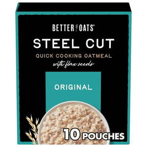 lot 4058 image: Better Oats STEEL CUT INSTANT OATMEAL WITH FLAX SEEDS 10 pouches