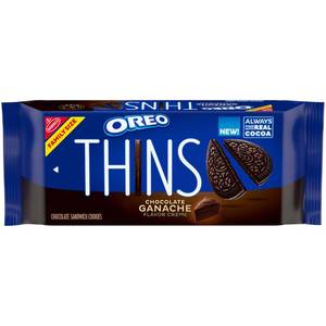 lot 4072 image: OREO Thins Chocolate Ganache Creme Chocolate Sandwich Cookies, Family Size, 12.33 oz