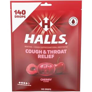 lot 4078 image: Halls Cough and Throat Relief Cherry Cough Drops, Bulk Pack, 140 Drops