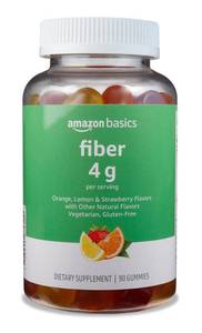 lot 4125 image: Amazon Basics Soft Fiber Gummies for Digestive Health and Regularity, Orange, Lemon & Strawberry Flavors, 90 Count, Pack of 1