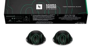 lot 4137 image: Nespresso I Samra Origins by The Weeknd Vertuo Togetherness Blend, Double Espresso, Light Roast, 10-Count Coffee Pods, Brews 2.7 fl. Oz.