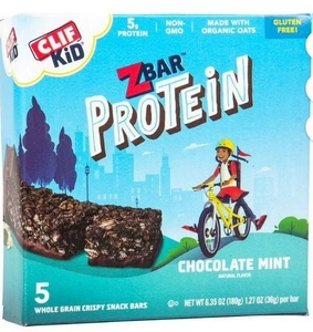 lot 4164 image: Clif Kid Zbar - Chocolate Mint - Organic - Whole Grain Snack Bars - Granola Bars - 5ct - 6 boxes