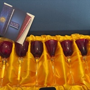 Cristal De Sevres Ruby Crystal Wine Glasses Set - Retail: $450