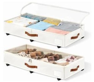 Under Bed Storage Containers with Wheels - Set of 2, White