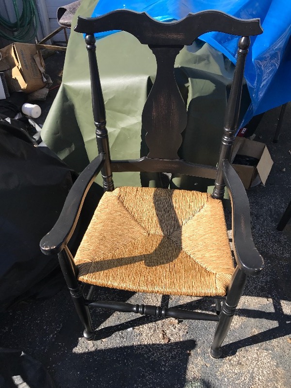 lot 206 image: Nice black wood chair with cane seat very nice