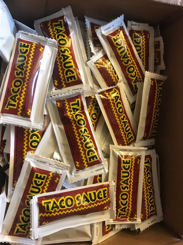 lot 9648 image: 3 cases of taco sauce 200 packets per case