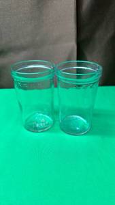 Star Pattern Glass Jelly Jars Set of 2 approx 3.5 inches each