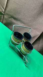 lot 310 image: Mid-Century Greek Key Glass Caddy Set