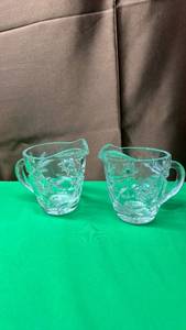 lot 313 image: Star Pattern Glass Creamer Set