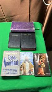 lot 325 image: 3 Holy Bibles and other Religious Books with Bible Handbook