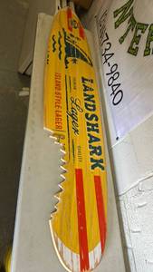 lot 349 image: Landshark Beer Wooden Surfboard Sign