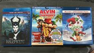 lot 387 image: Family Movie Blu-ray Bundle - Maleficent, Alvin and the Chipmunks, The Grinch